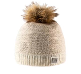 Bonnet pompom fourrure Blanche
