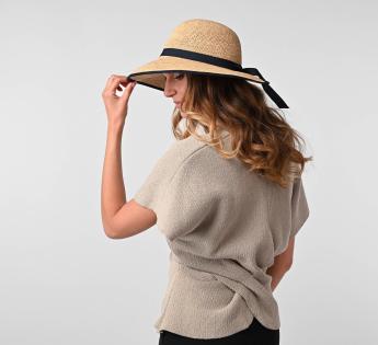 Chapeau été large femme Elena Raphia Crochet Fino