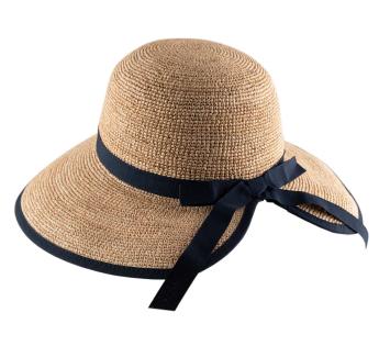 Chapeau été large femme Elena Raphia Crochet Fino